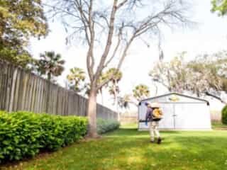 Man using a leaf blower 